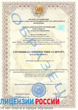 Образец сертификата соответствия аудитора №ST.RU.EXP.00006191-1 Амурск Сертификат ISO 50001